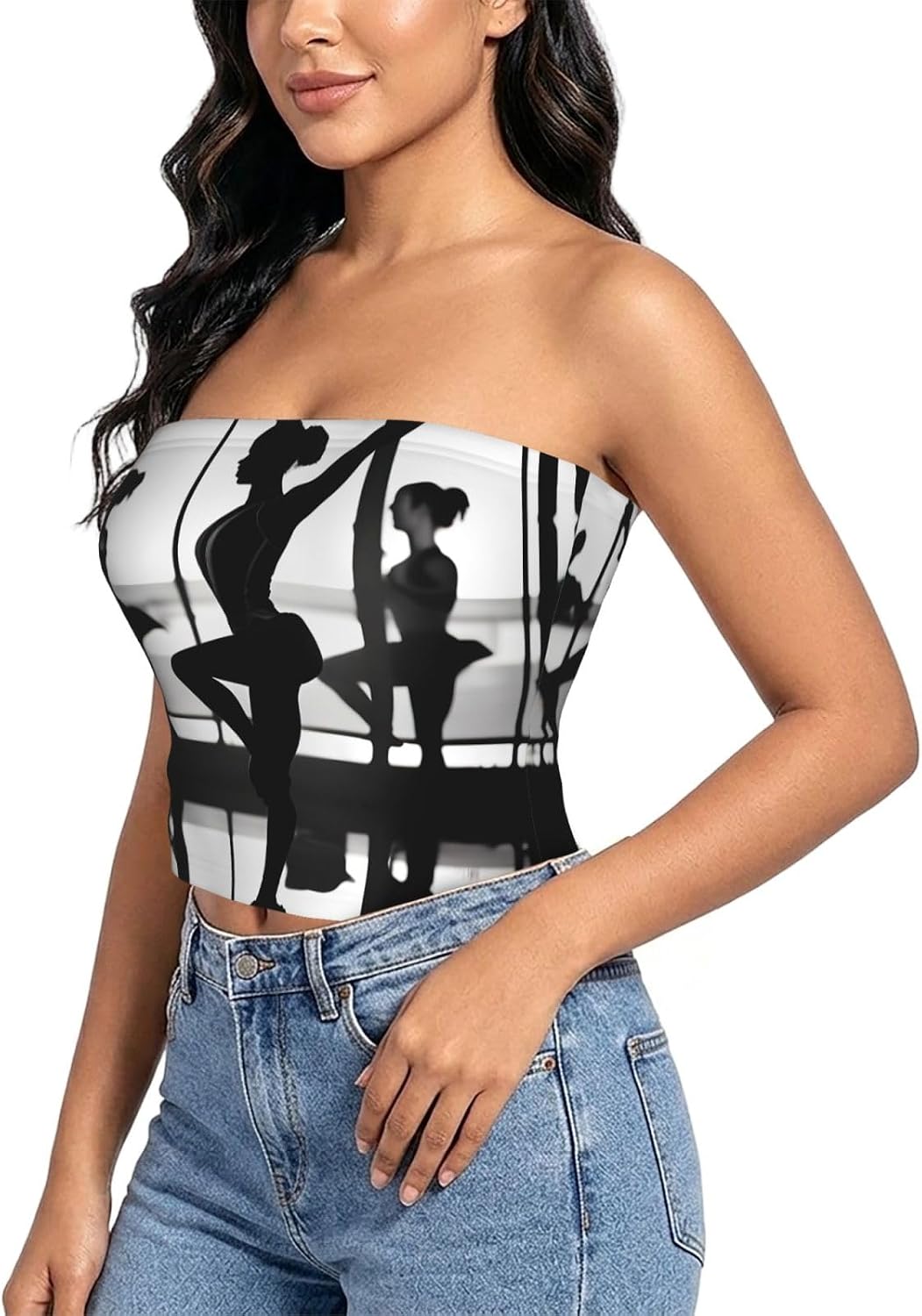 Red Gray White Modern Polka Dot Pattern Print Women Strapless Bra Tube Tops
