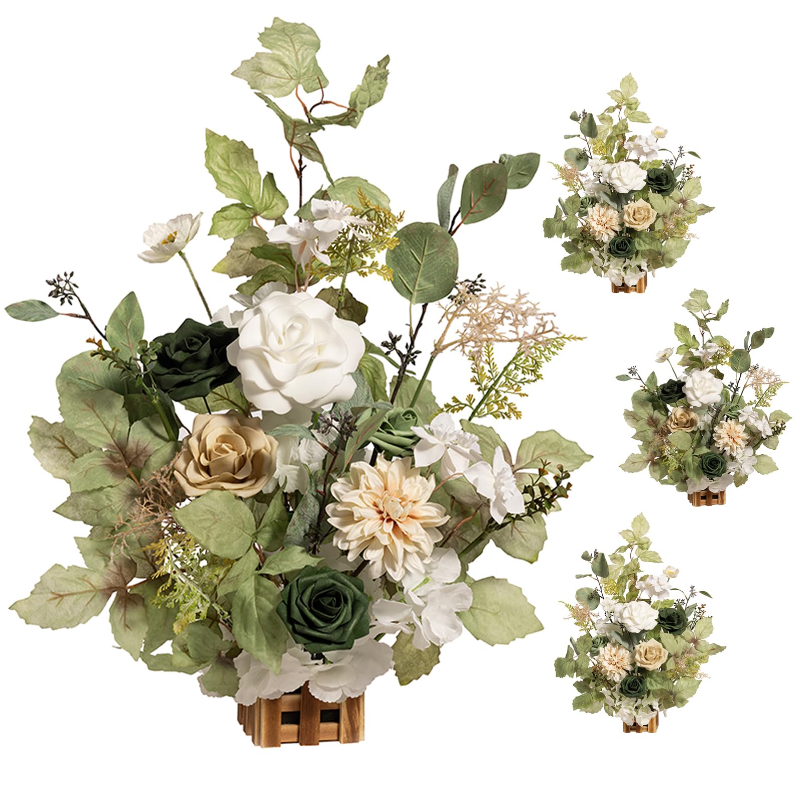 Ling's moment 17,5" hoch stehende künstliche Blumen Arrangements 4pcs Herbst Hochzeit Gang Läufer Stuhl Dekorationen Smaragd & Tawny Beige Tafelaufsätze