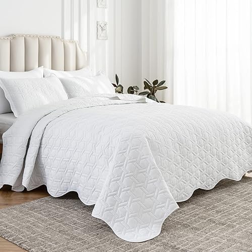 Auemtyn Juego de edredón tamaño King de 3 piezas, colcha de verano suave y ligera, colcha reversible de microfibra para todas las estaciones,