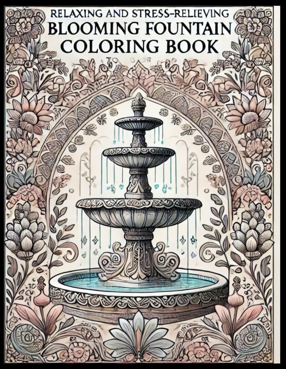 Blooming Fountain Coloring Book for Kids and Adults: Relaxing and Stress-Relieving Illustrations of Fountains to Color