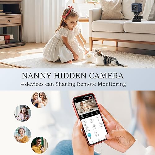 Miniatura 4 de Mini cámara de seguridad HD para el hogar con visión nocturna 4K Mini cámara de niñera con control de aplicación para seguridad de oficina en casa y