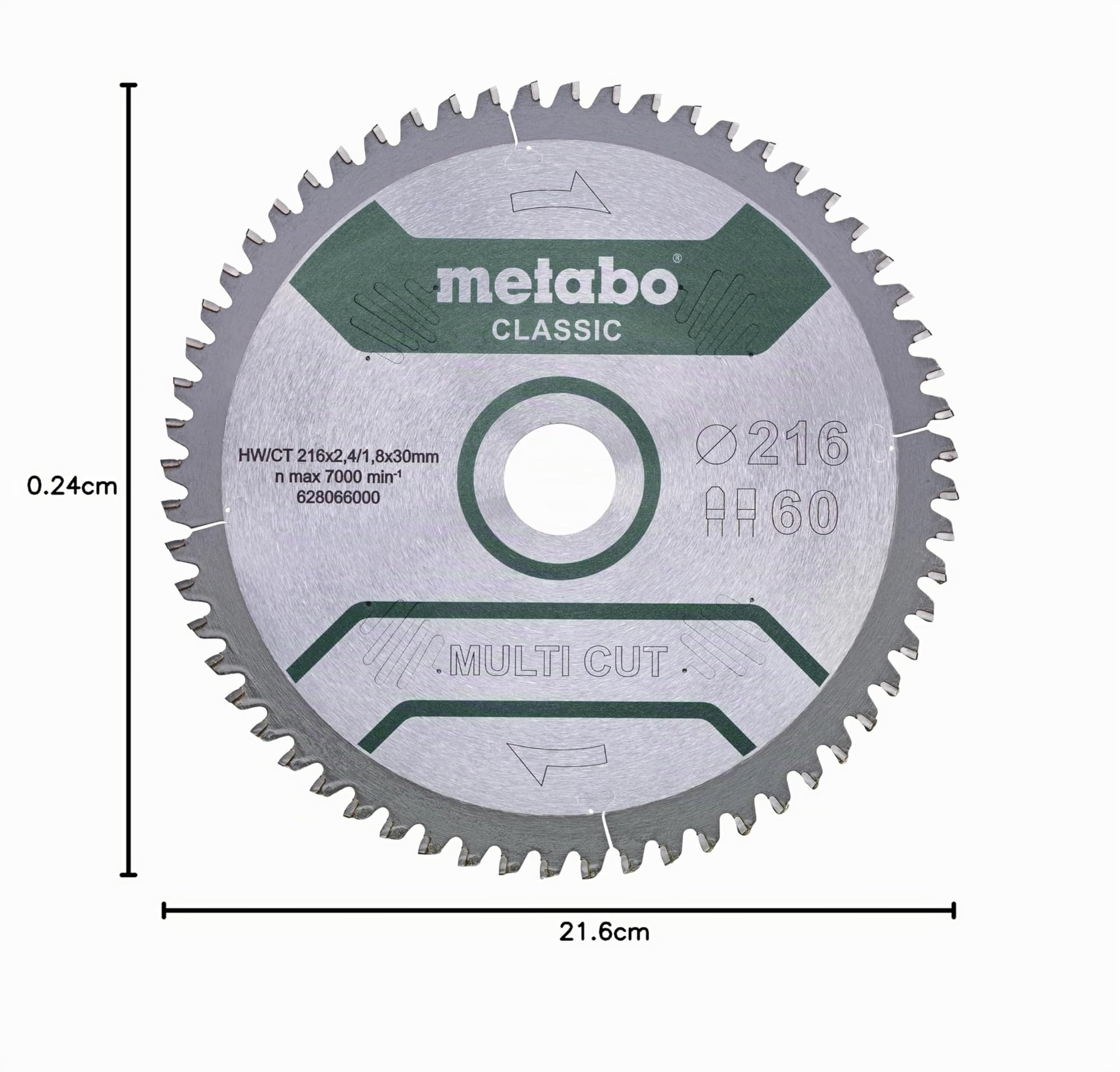 Metabo - 6.28066 - Lame de scie circulaire - HW/CT 216 x 2,4/1,8 x30 mm