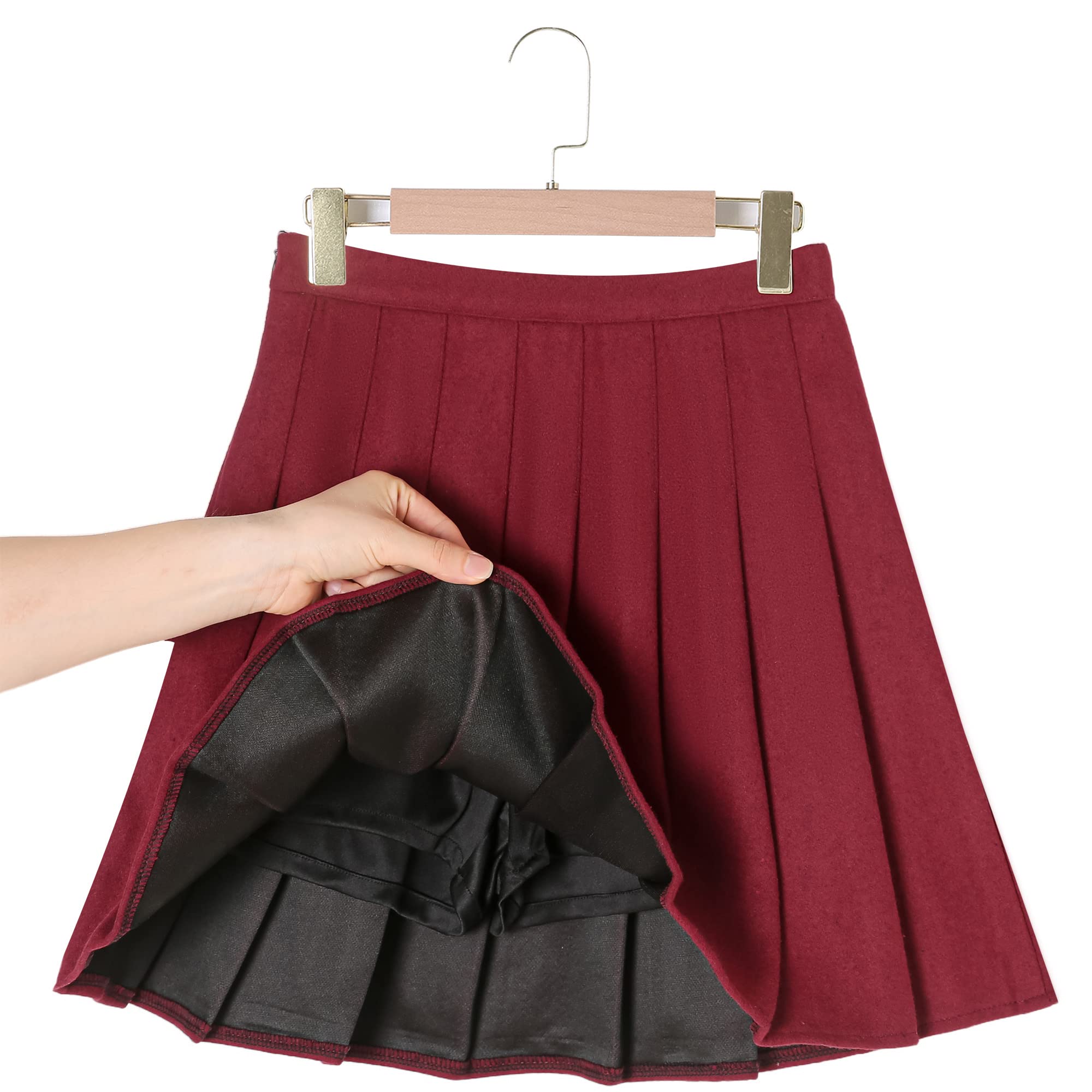 Hoerev Jupe plissée Polyvalente avec Short pour Femme