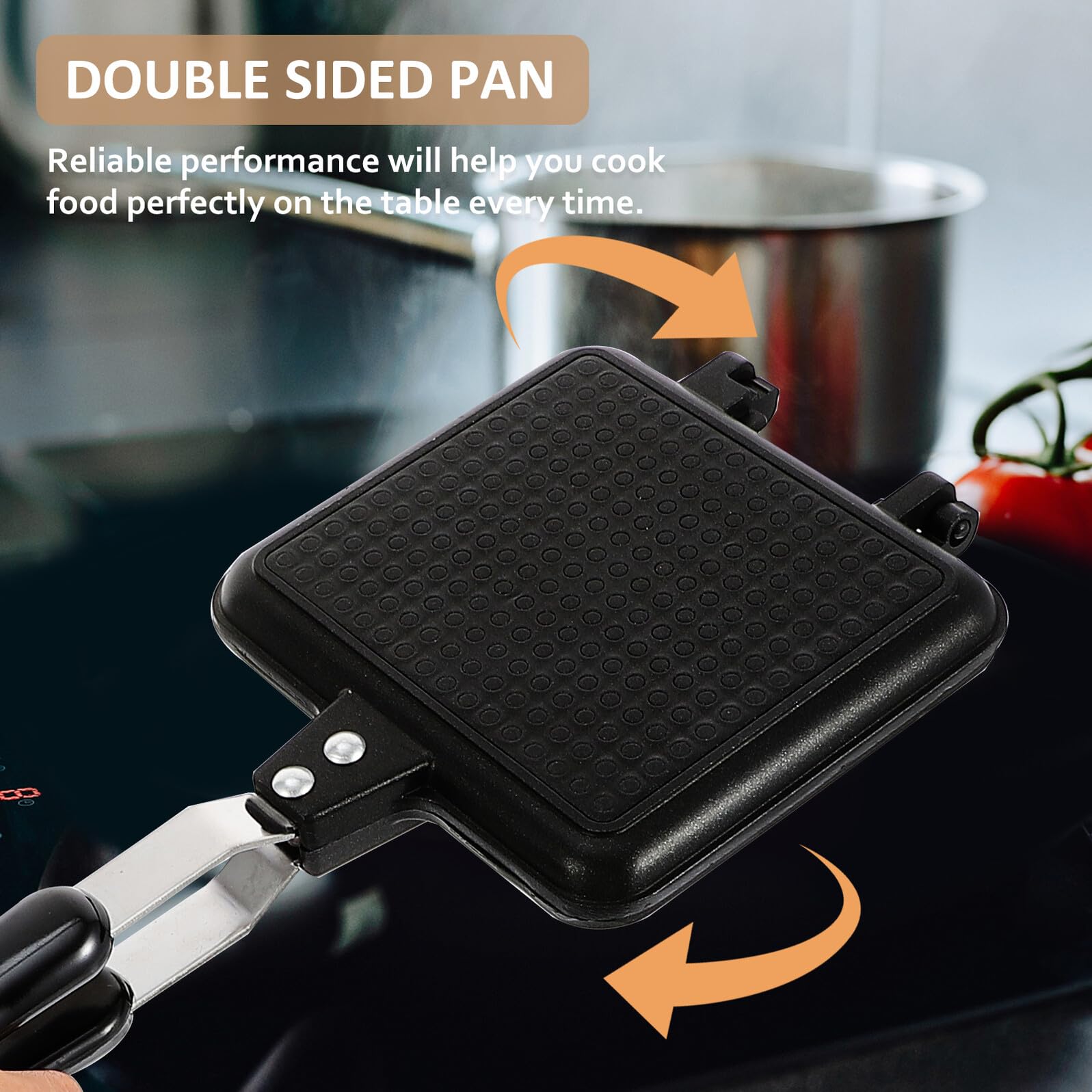 PartyKindom Antihaft Sandwichform aus Aluminium, Schwarz, Abnehmbar | Doppelseitig, Leicht zu Reinigen, Brotbackplatte für Toast und Sandwichbrot, Küchenbedarf