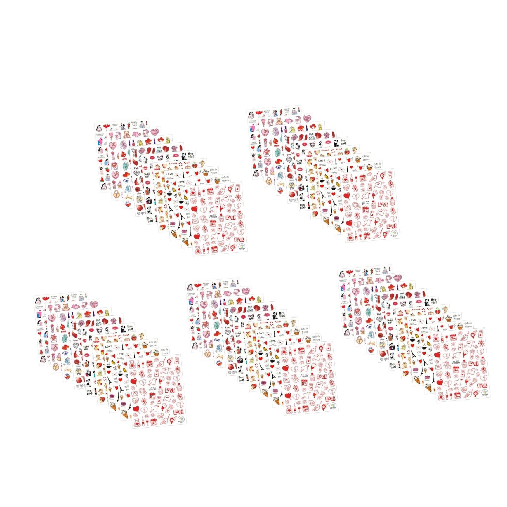 Healeved 45fogli Adesivi Per Unghie Tema Di Decalcomanie Con Cuori Per Decorazioni Unghie e Altri Usos Creativi Facili Da Applicare e Perfetti Per Festeggiare