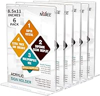 Vista 12 de NIUBEE Soporte acrílico para letreros de 8.5 x 11 pulgadas, paquete de 3 marcos transparentes horizontales, en forma de T, soporte de exhibición