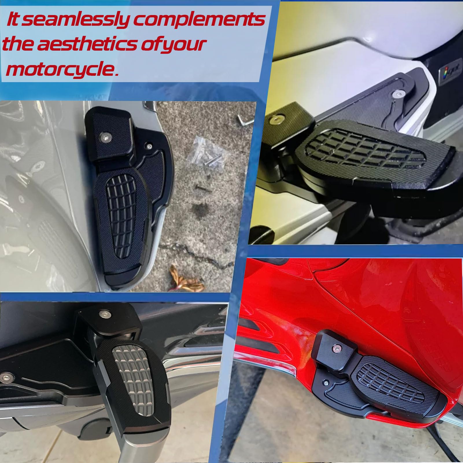 Moto Passeggero Posteriore Pedane Pedali Poggiapiedi Scooter Pedana Mmoto Modifica Pedale Alluminio per Vespa Primavera 125/150 Sprint 125/150 2015-2025 (Nero)