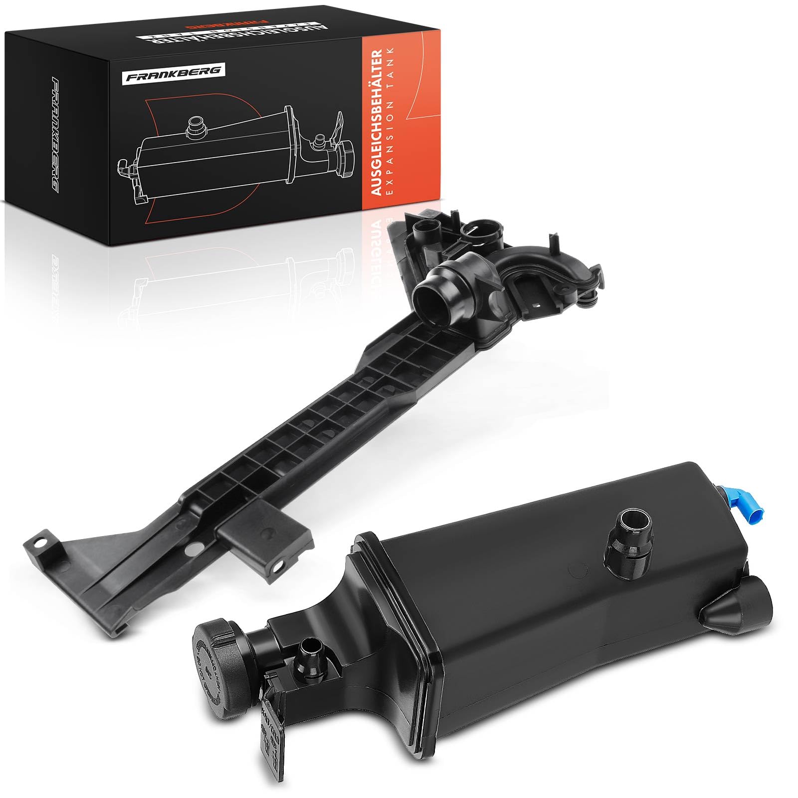 Frankberg 2x Staffa+Serbatoio di Espansione Refrigerante Intestazione Serbatoio Raffreddamento Cambio automatico per Serie 3 E46 320i 323i 325i 328i 330i Z4 E85 Benzina 1998-2006 17111436251