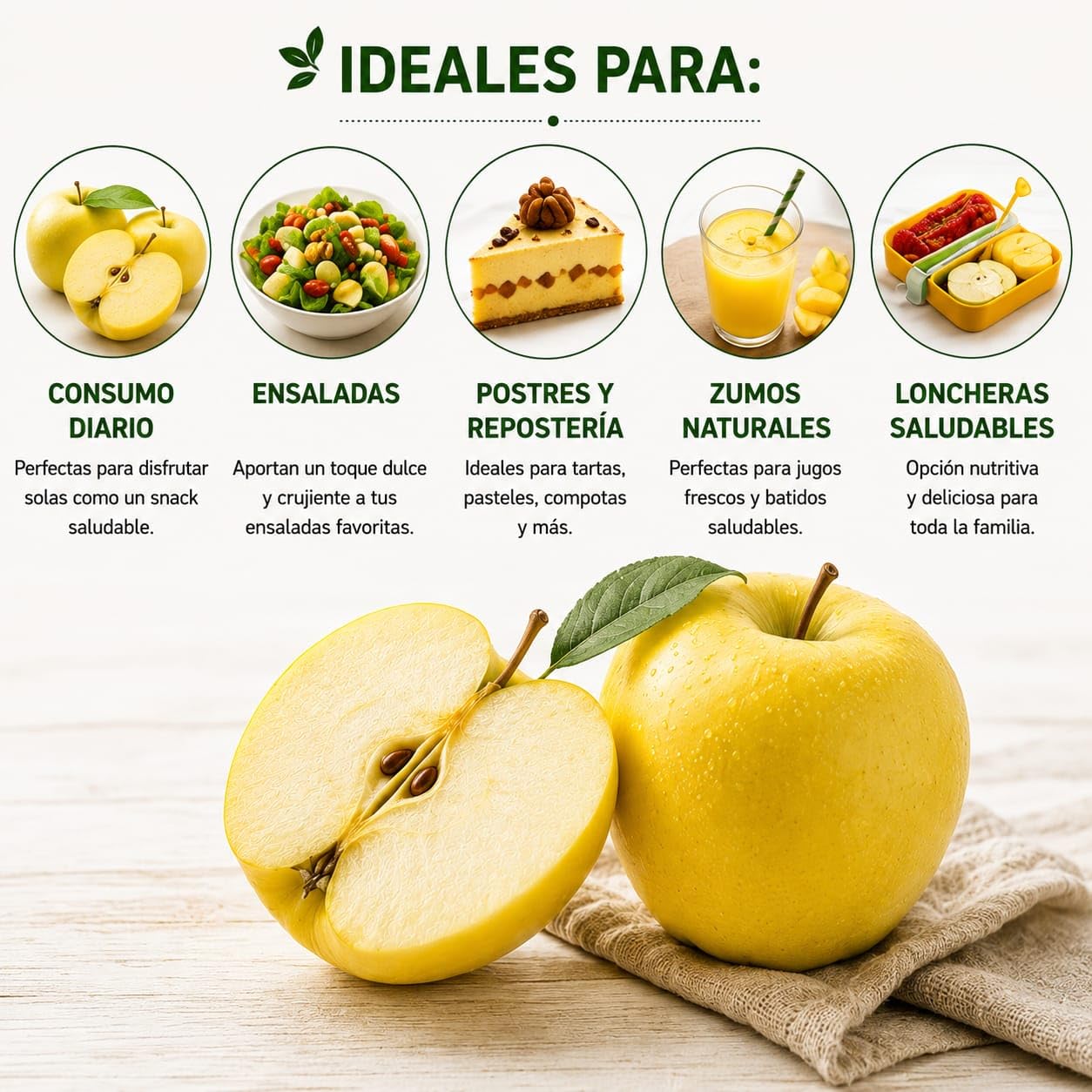 Manzanas Golden Frescas 9 kg – Dulces, Crujientes y Jugosas – Ideales para Consumo Diario, Postres y Zumos – Envío Directo del Productor