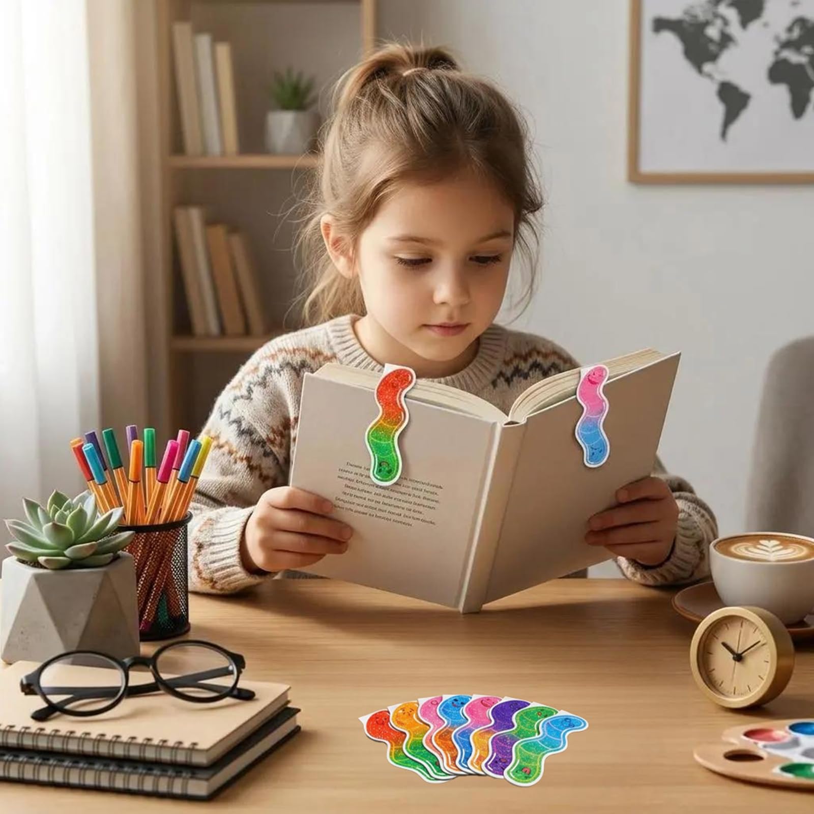 Lot de 120 marque-pages magnétiques en vrac pour enfants - Jolis marque-pages holographiques à paillettes - Pour les amateurs de livres, les adultes, les enseignants, la lecture, les