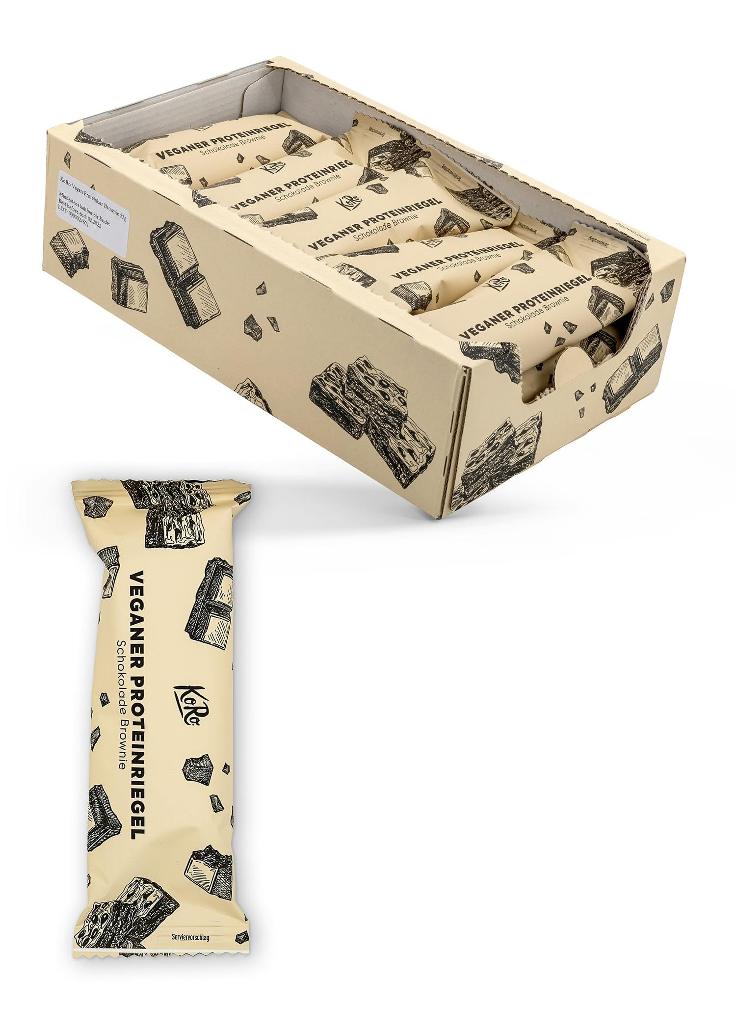 KoRo - Barretta proteica vegan chocolate brownie | 15 x 55 g