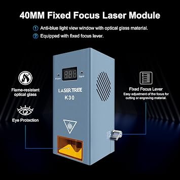 LASER TREE Laser Module, 30000 mW(30W) Optical Output Laser Cutter Module, Higher Accuracy Laser Engraving Module with Air Assist, Laser Head for Laser Engraver Cutter Machine DIY, K30