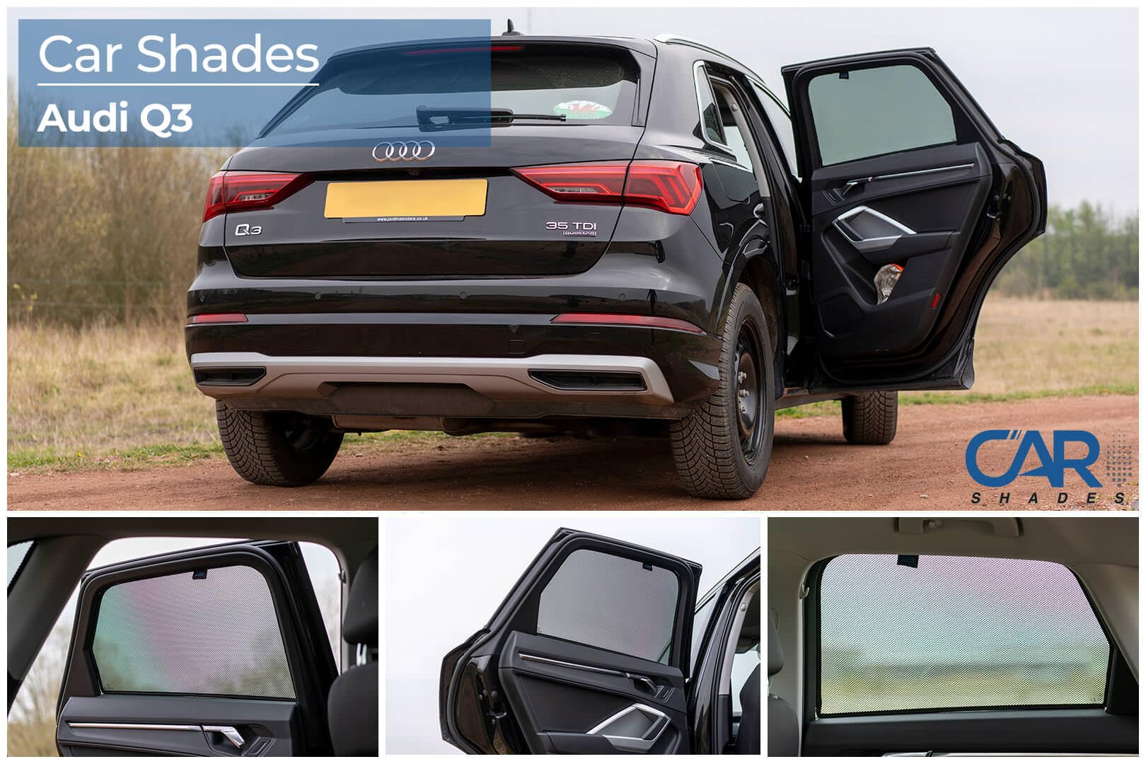 CAR SHADES Set (Porte Laterali Posteriori) Compatibile con Audi Q3 (F3B) 2019- (2-Parti) Tendine Parasole su Misura