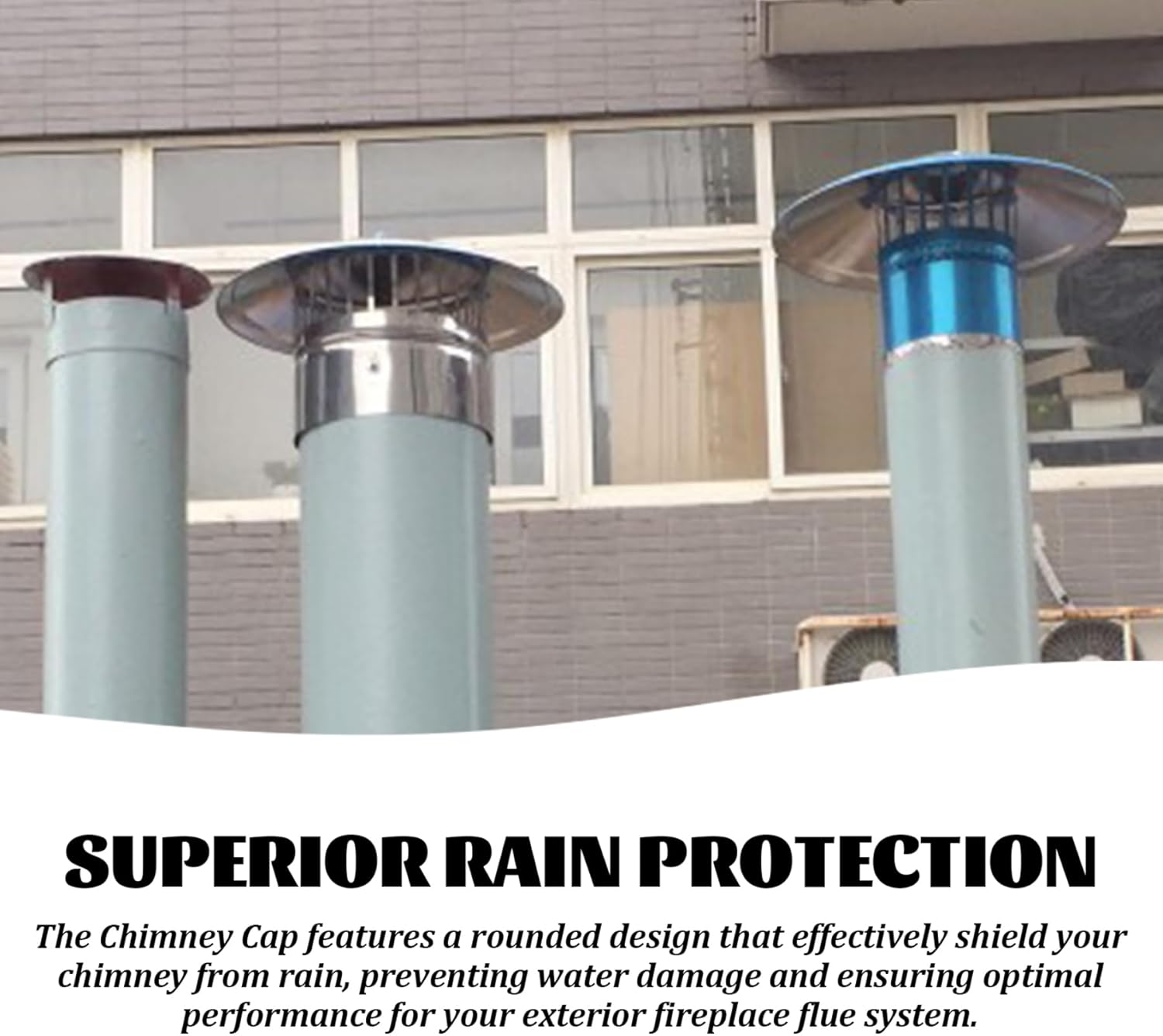 Chimney Cowl 2.5 Inch Inner Dia Stainless Steel Round Rain Protection Stove Pipe Topper for Exterior Fireplace Flue Chimney Cover Cover Caps