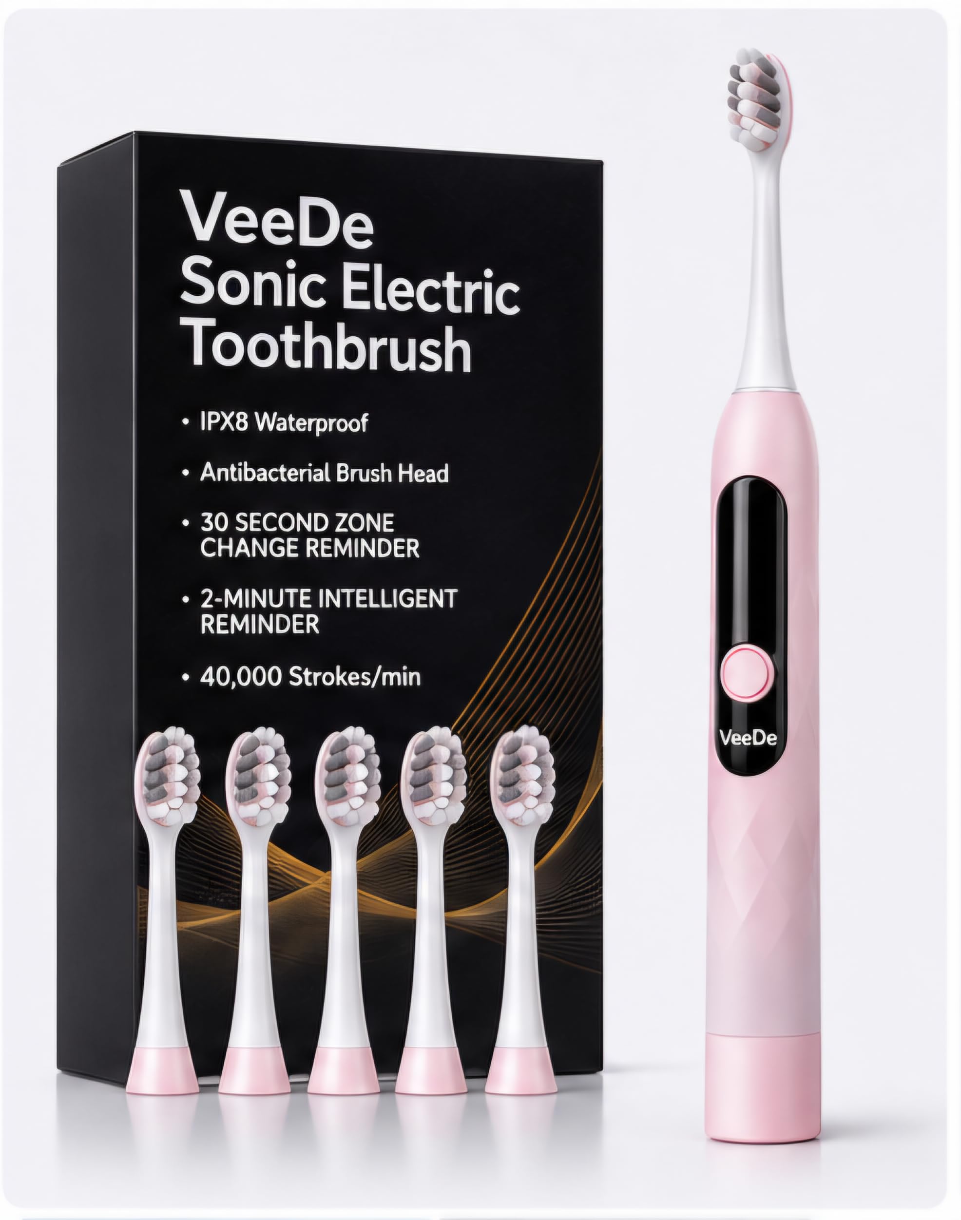 Sonic Electric Datun (Electric Toothbrush) for Adults | 40000 Strokes/min, 5 Modes, Soft Bristles, 5 Heads, 45-Day Battery, IPX8 (Pink)-picture-21