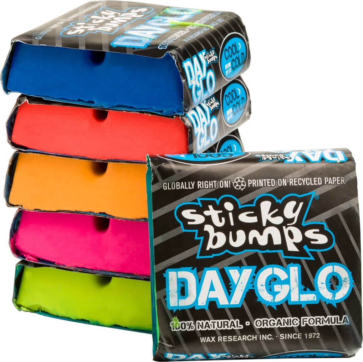 Sticky Bumps Day-Glo Cool/Cold Surf Wax (Pack of 3), Multi-Colored