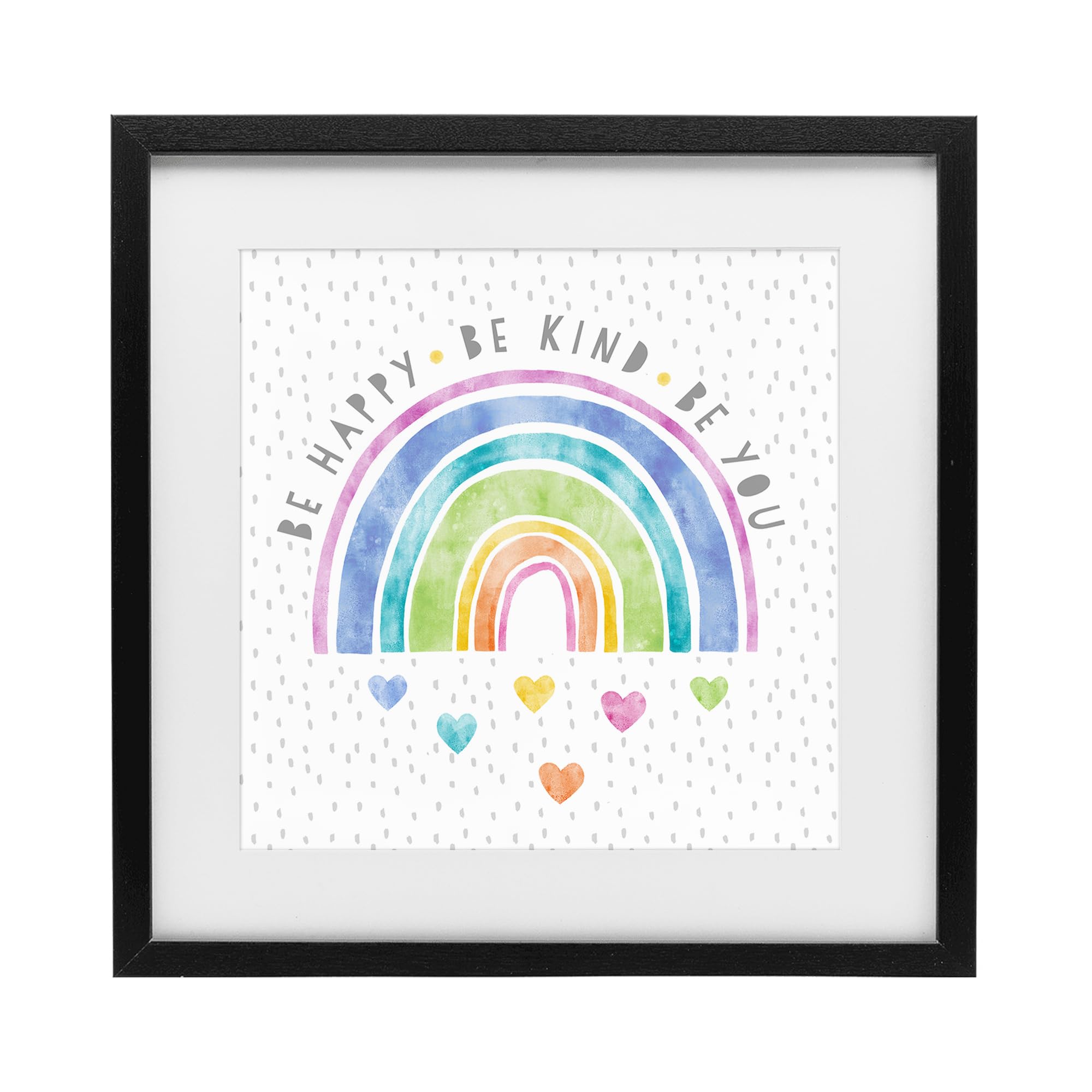 'Be You Hearts & Rainbow'| Framed Print Under Glass