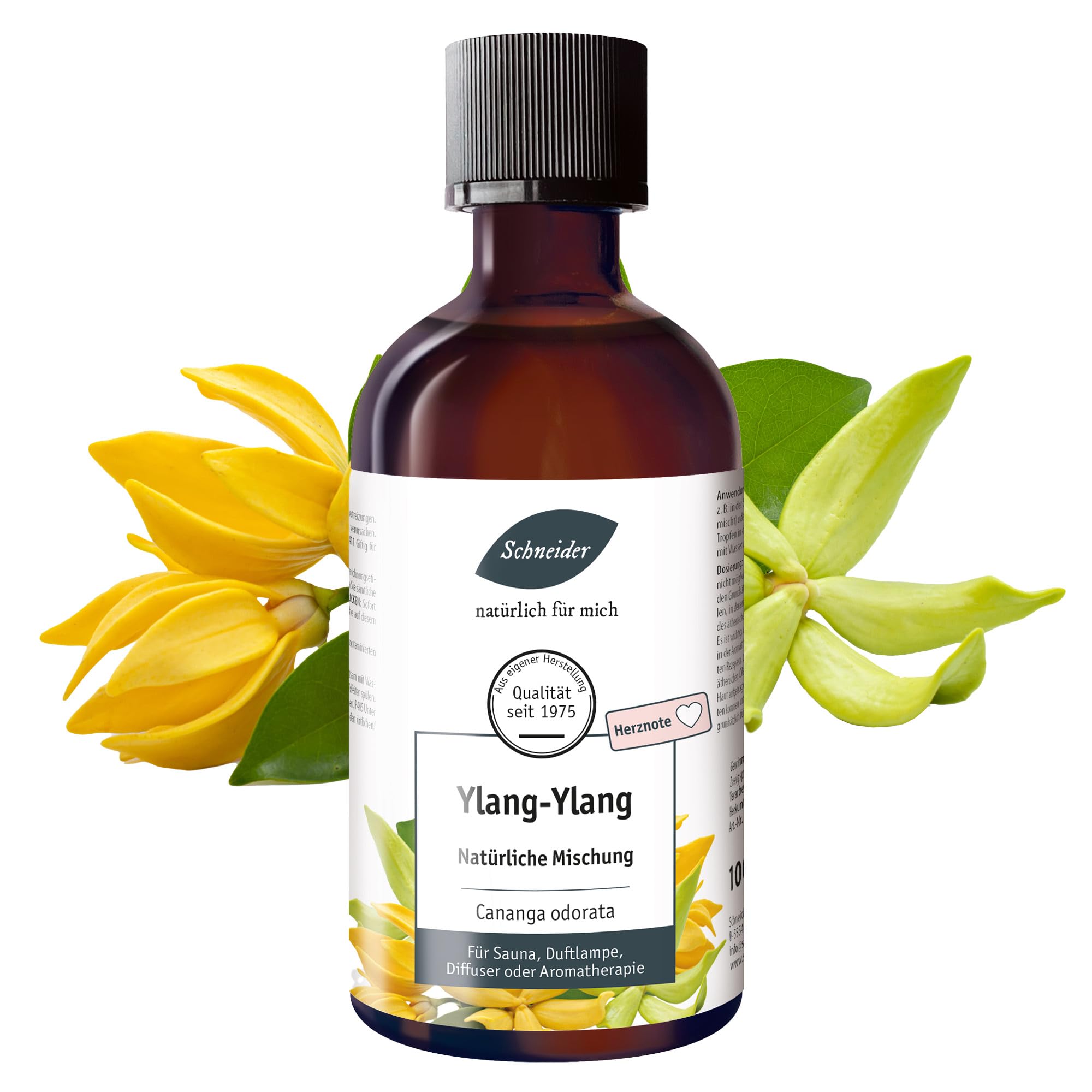 Saunabedarf Schneider Ylang-Ylang-Öl – ätherische Ölmischung naturrein – 100 ml Inhalt – wohltuender Lufterfrischer