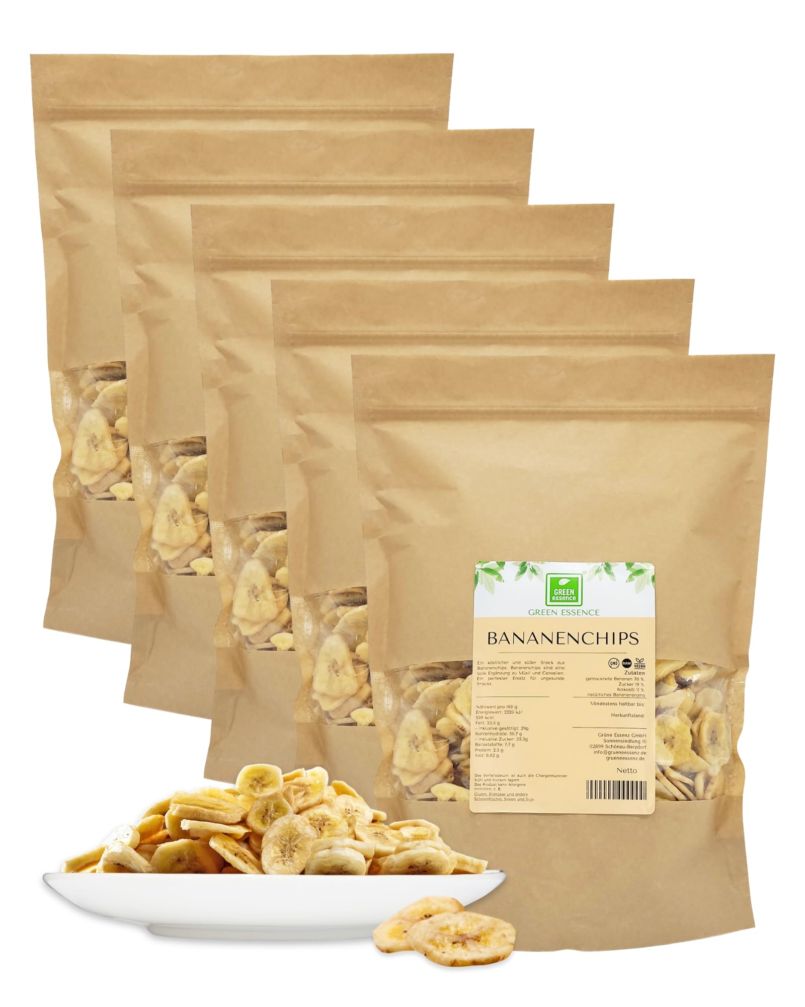 Bananenchips 5kg, getrocknete Bananen von Green Essence