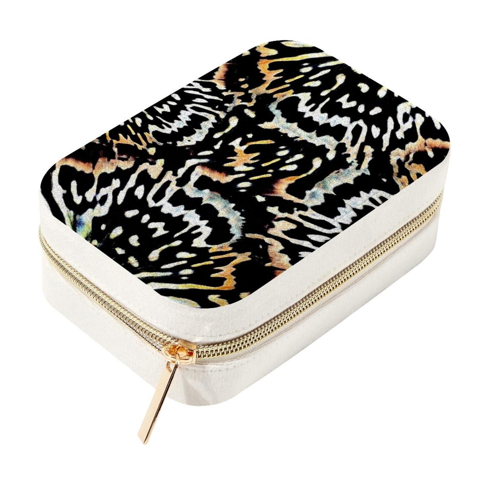 Boîte à bijoux de voyage compacte double couche pour bagues et colliers féminins