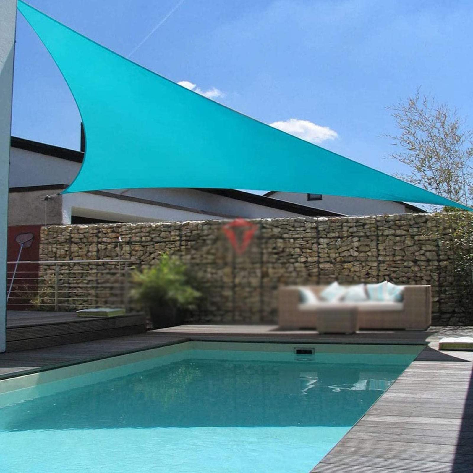 屋外 日除け トライアングル サンシェード / ターコイズ&グリーン 5m 屋外 日除け トライアングル サンシェード / ターコイズ&グリーン 5m