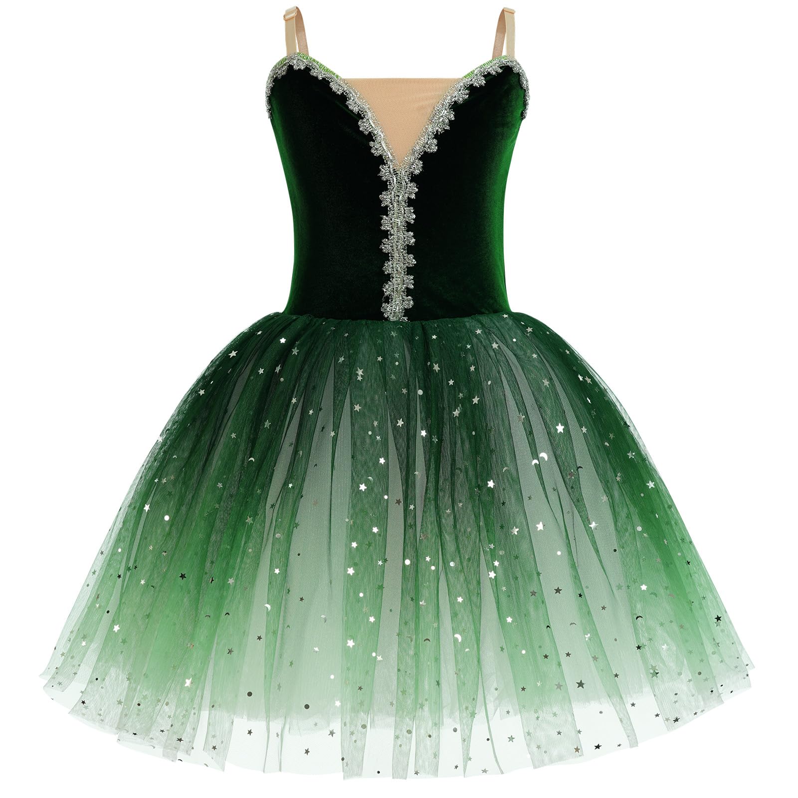 Odizli Justaucorps de danse classique pour fille et enfant - Dentelle brodée - Paillettes - Tutu - Robe de danse