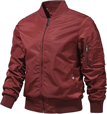 Legou Mens Jacket Solid-Color Flight Jacket Baseball Jacket