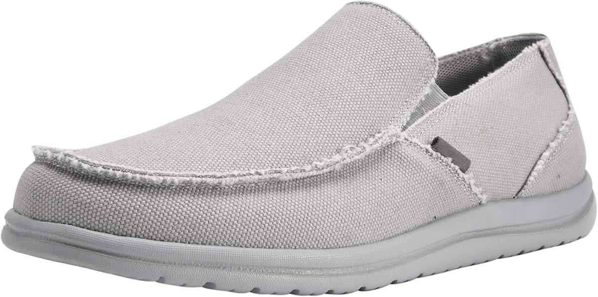 Mens Canvas Shoes Slip On Loafers Deck Walking Lightweight Slip-ons | Casual Barefoot Flat Boat Shoes