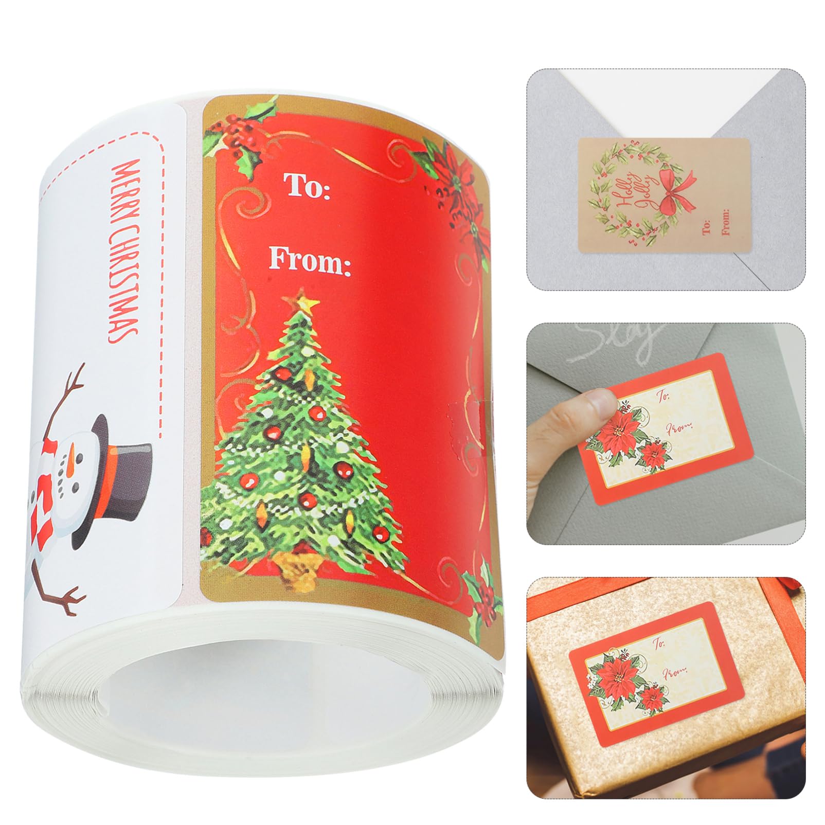 NUOBESTY 5 Rollen Weihnachtsdekorationsaufkleber Nachfüllung aktivieren Innenausstattung Alarm scheckheft scrabbook briefumschläge Geschenkanhänger Aufkleber weihnachtsgeschenketiketten rot