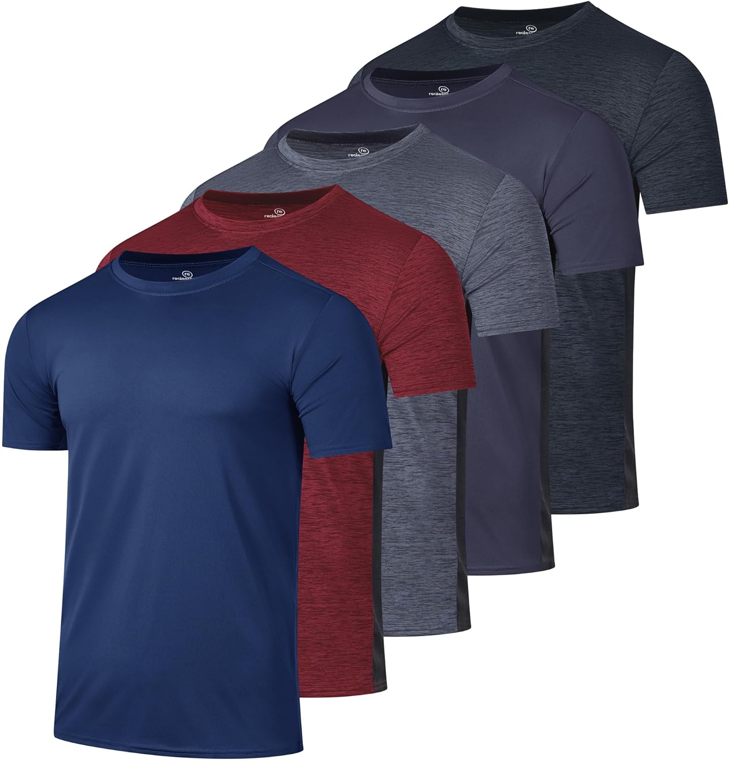 Real Essentials 5 Pack: Youth Dry-Fit Wicking Active Athletic Performance Short Sleeve T-Shirt Boys & Girls Shirts