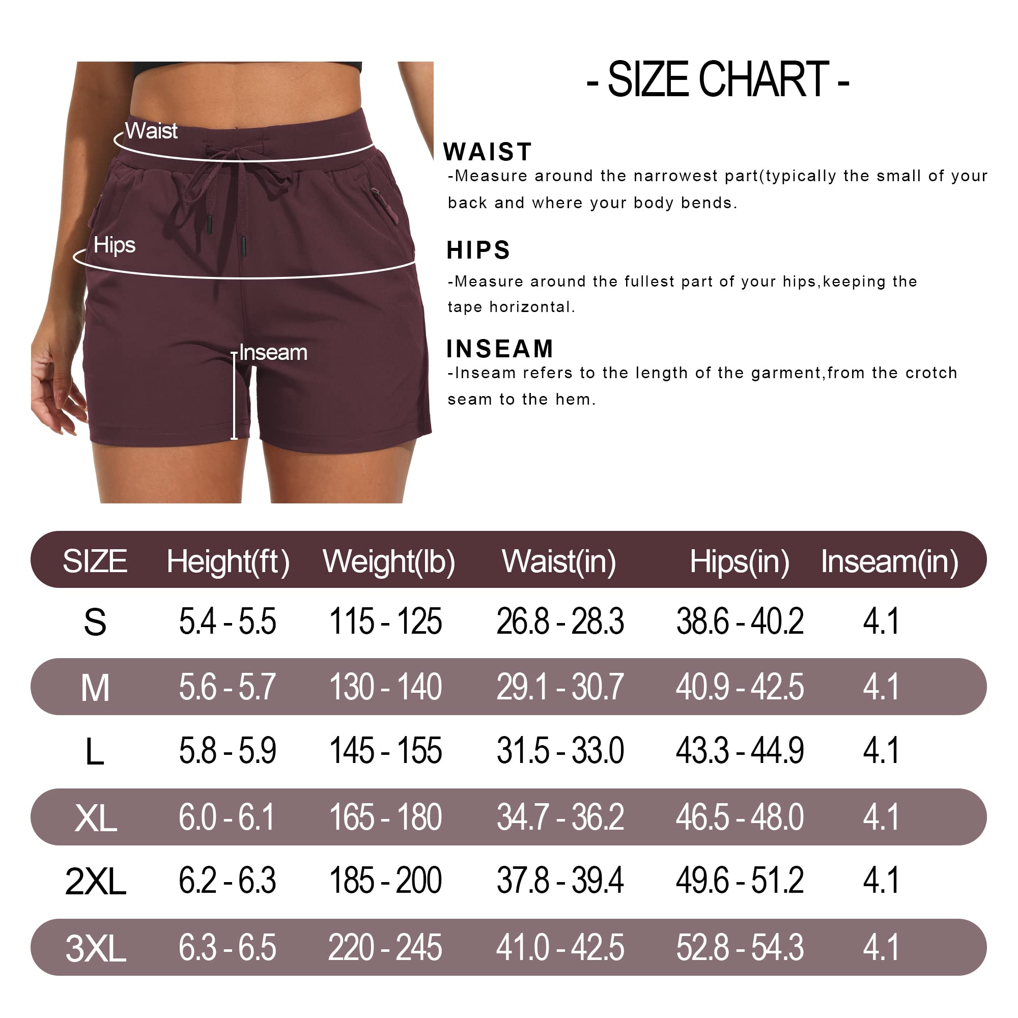 Shorts de Randonnée Femme - Sport Running Short - Léger Séchage Rapide - Poche à Fermeture