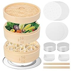 ATPWONZ 10 Inch Bamboo Steamer Set