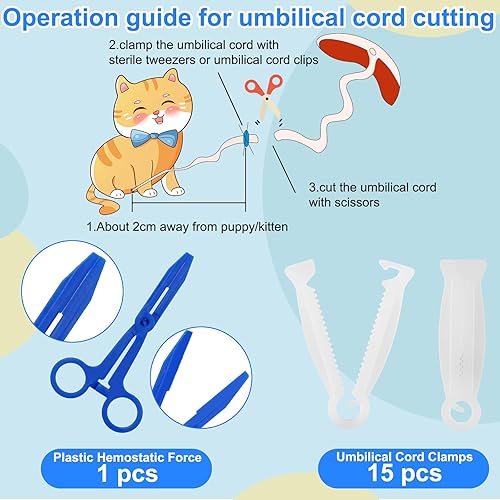 Miniatura 4 de Buryeah Kit de parto para cachorros, bolsa de nacimiento para mascotas, kit de parto para cachorros recién nacidos, suministros de parto para gatos,