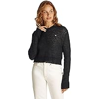 Tommy Jeans Donna Pullover Open Knit con Scollo a V, Nero (Black)