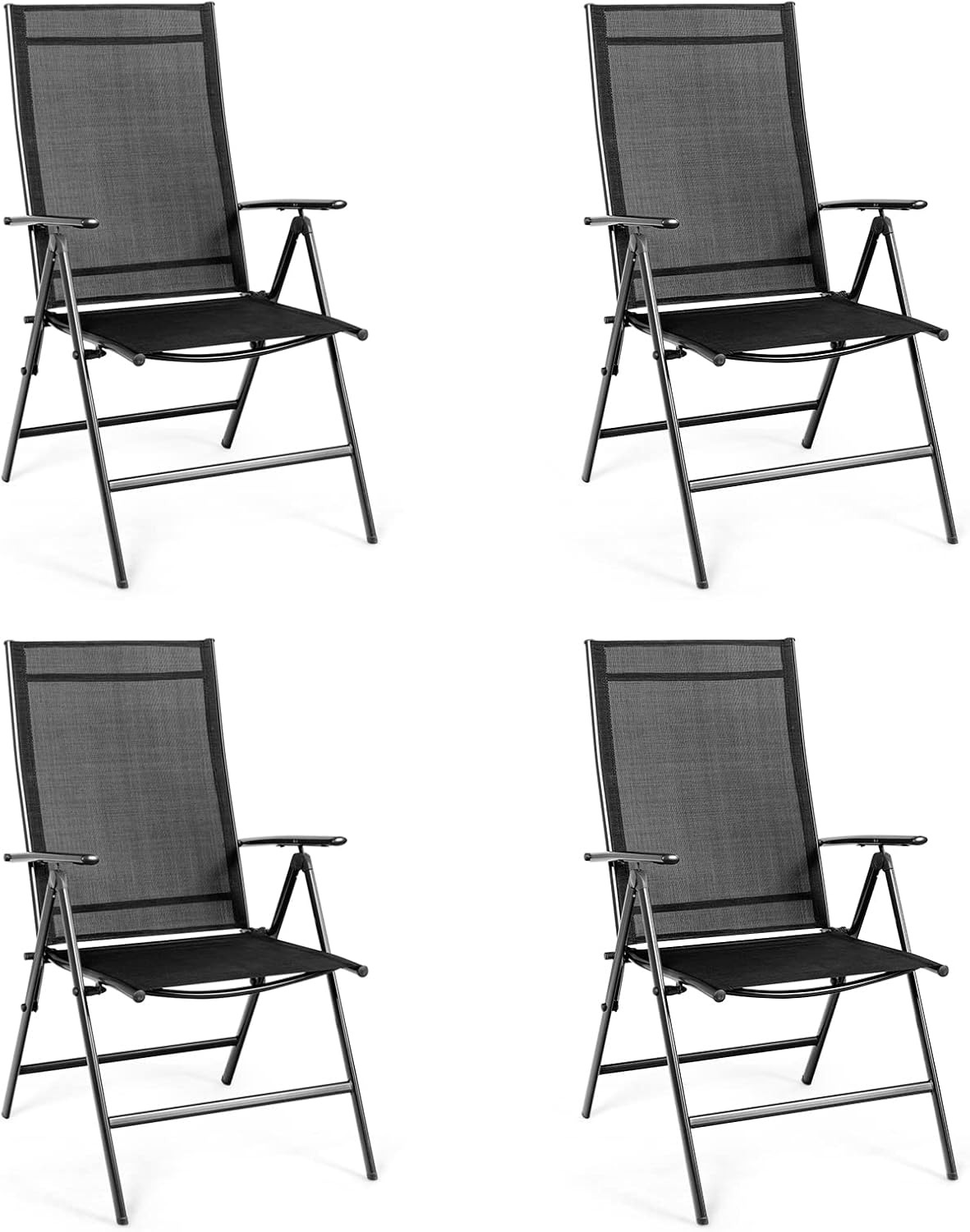 Tangkula Set of 4 Patio Foldable Dining Chairs, Outdoor