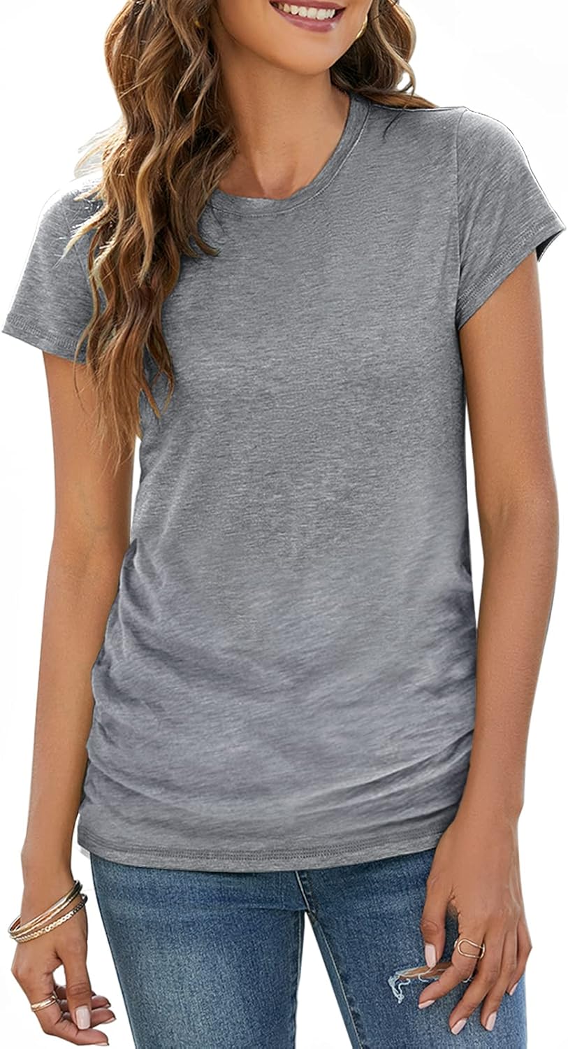 Sherosa Womens T Shirts Short Sleeve Crew Neck Shirts Basic Tee Tops Blouse