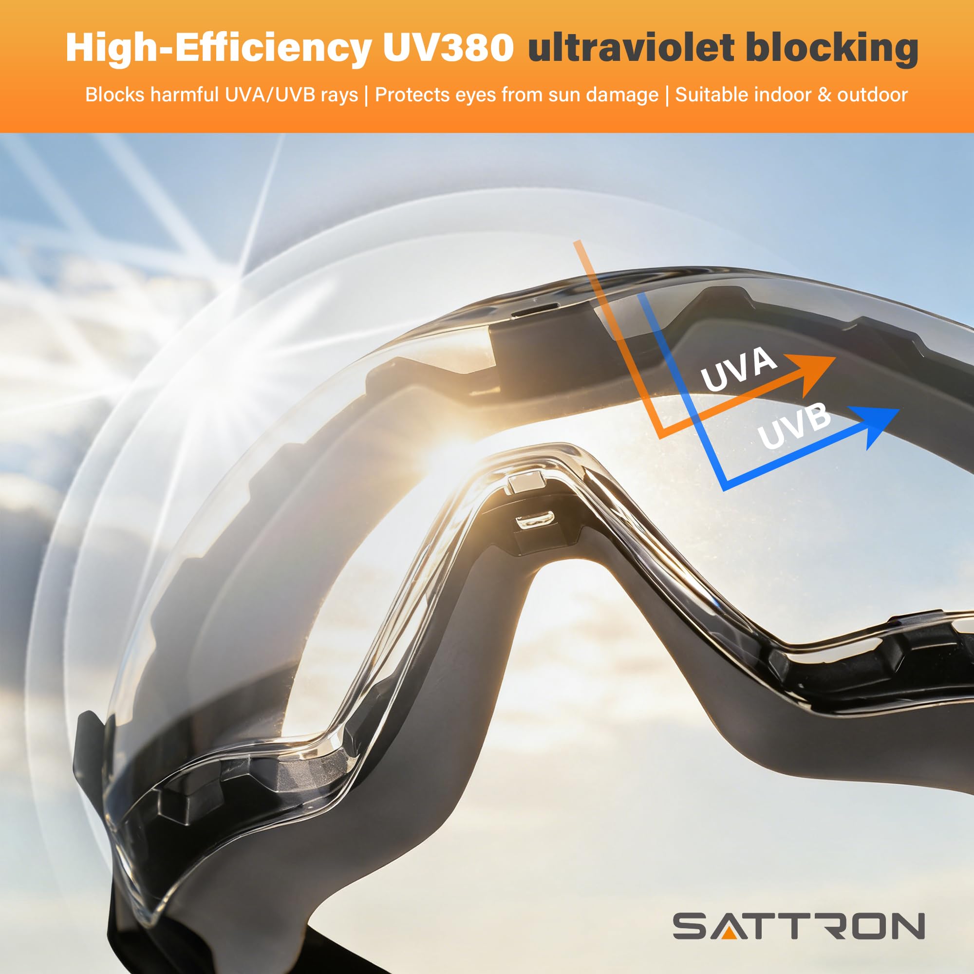 Gafas de seguridad sobre gafas, antivaho, ANSI Z87.1, resistencia a arañazos e impactos, protección UV, lente panorámica, correa ajustable