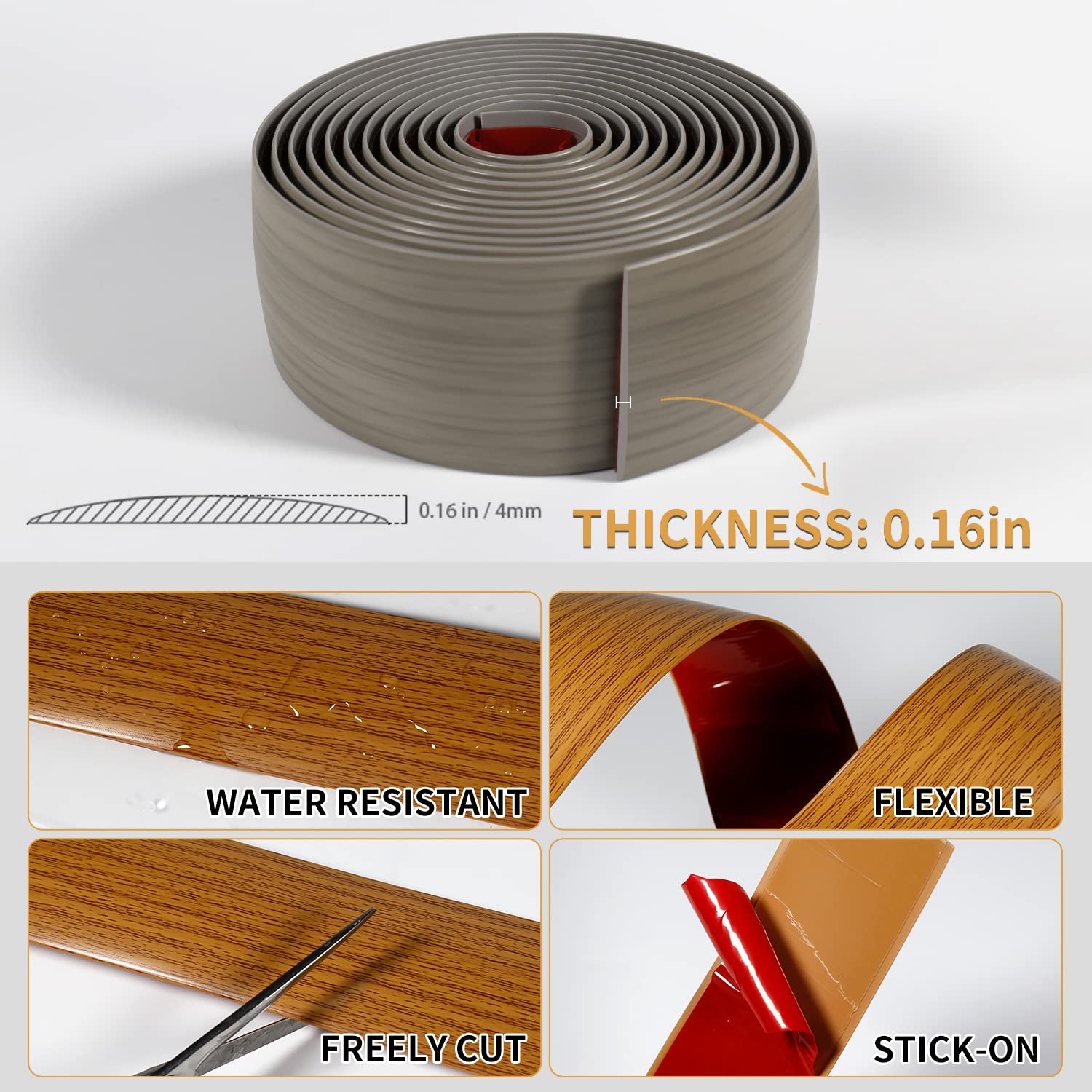 Floor Transition Strip, 10 Ft Self Adhesive Vinyl