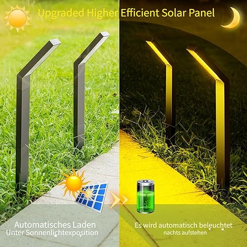 Miniatura 7 de Luces solares para camino, paquete de 4 luces solares para jardín al aire libre, impermeables, alimentadas por energía solar con luces LED blancas