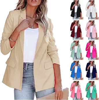 Blazers for Women Business Casual Suit Jacket Long Sleeve Work Office Blazer Jacket Lightweight Open Front Coat