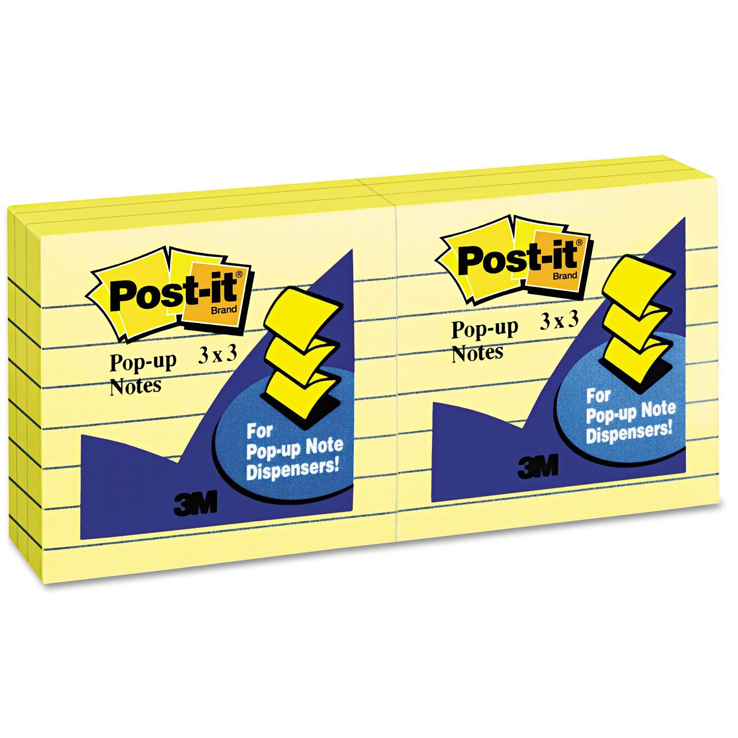 Post-it Pop-Up Note Refills, 3 x 3, Canary Yellow, Six 100-Sheet Pads/pack