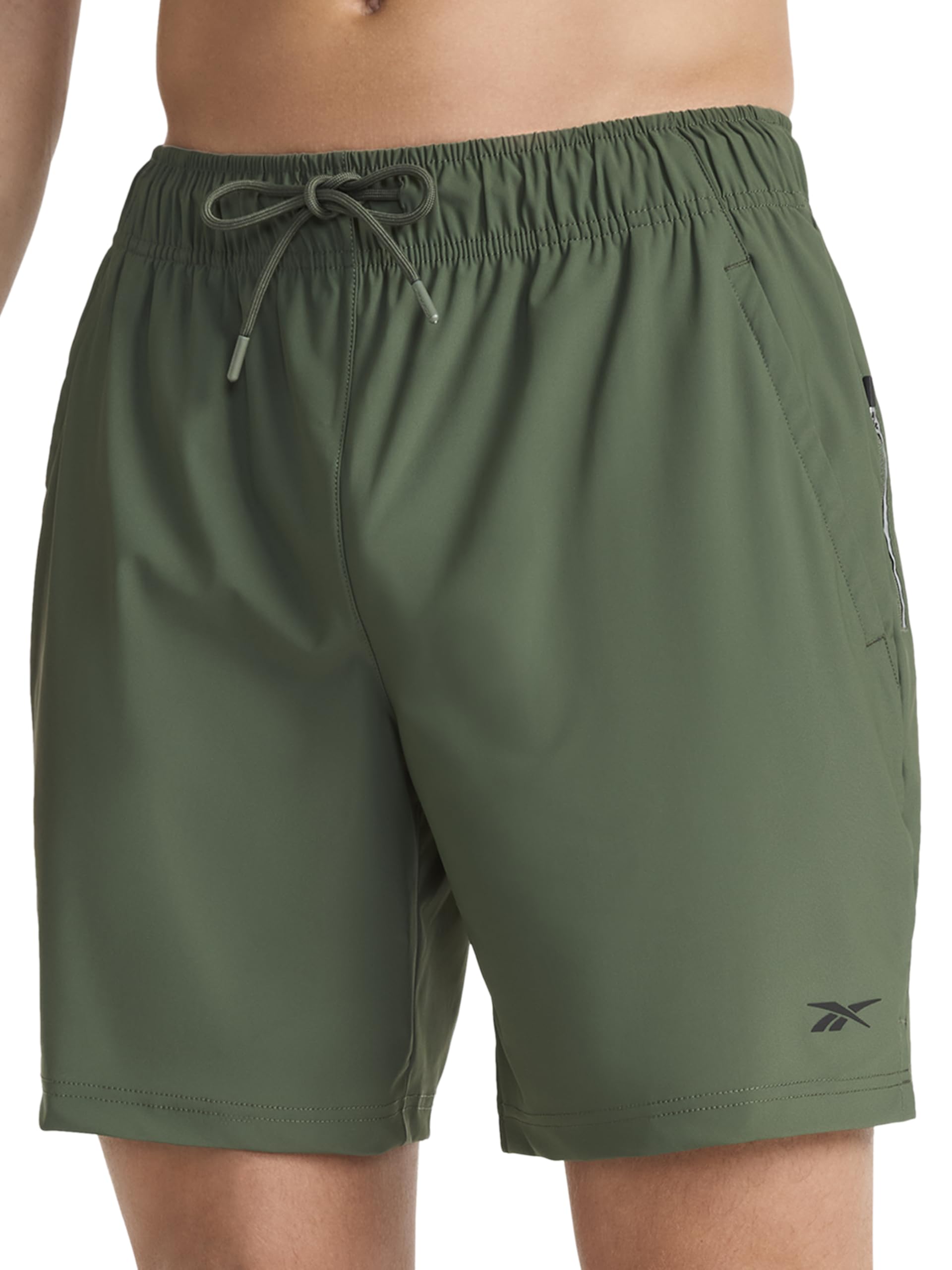 Reebok Apparel Mens Pace Training 7” Short, Grit Green, Large