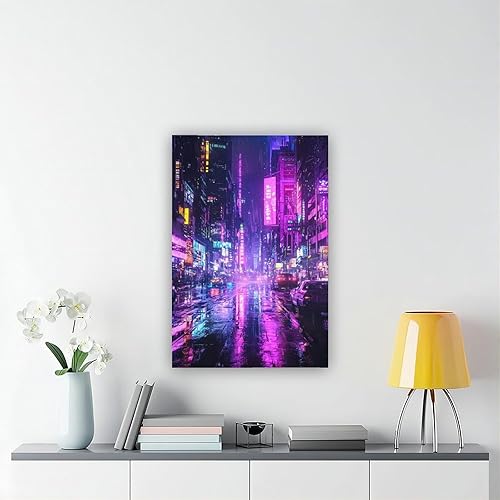Miniatura 6 de XAHOR Cyberpunk Cityscape Wall Art  Retro Futuristic Neon Night Print  Vibrant Sci-Fi Urban Canvas Decor Poster for Room Aesthetics Canvas Wall Art