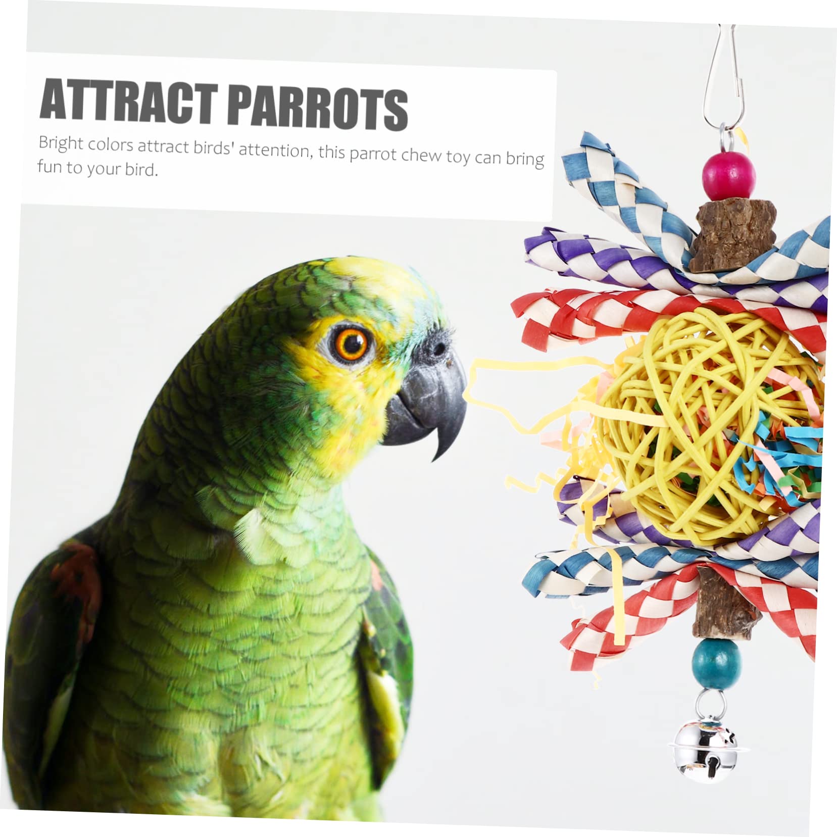 FRCOLOR 2pièces Jouet à Mordre pour Perroquet Accessoire Et Herbe pour Oiseaux Stimule Activité Physique Et Réduit Ennui Jouet Créatif Et Amusant pour Oiseaux De Compagnie