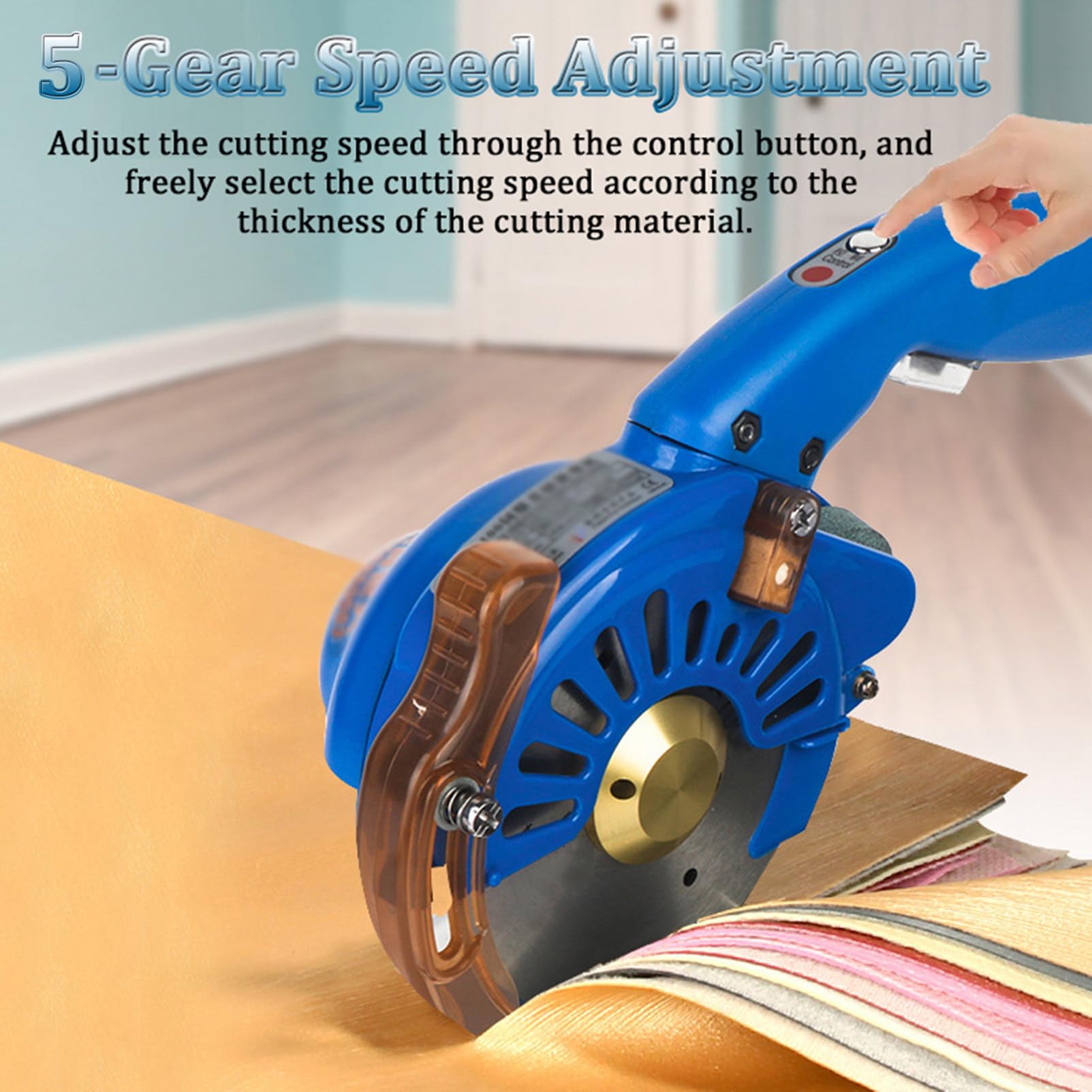 Taglierina rotativa per Tessuti elettrica – Taglierina Multistrato Ricaricabile per Tessuti Naturali e Sintetici di Peso da Leggero a Medio,125mm