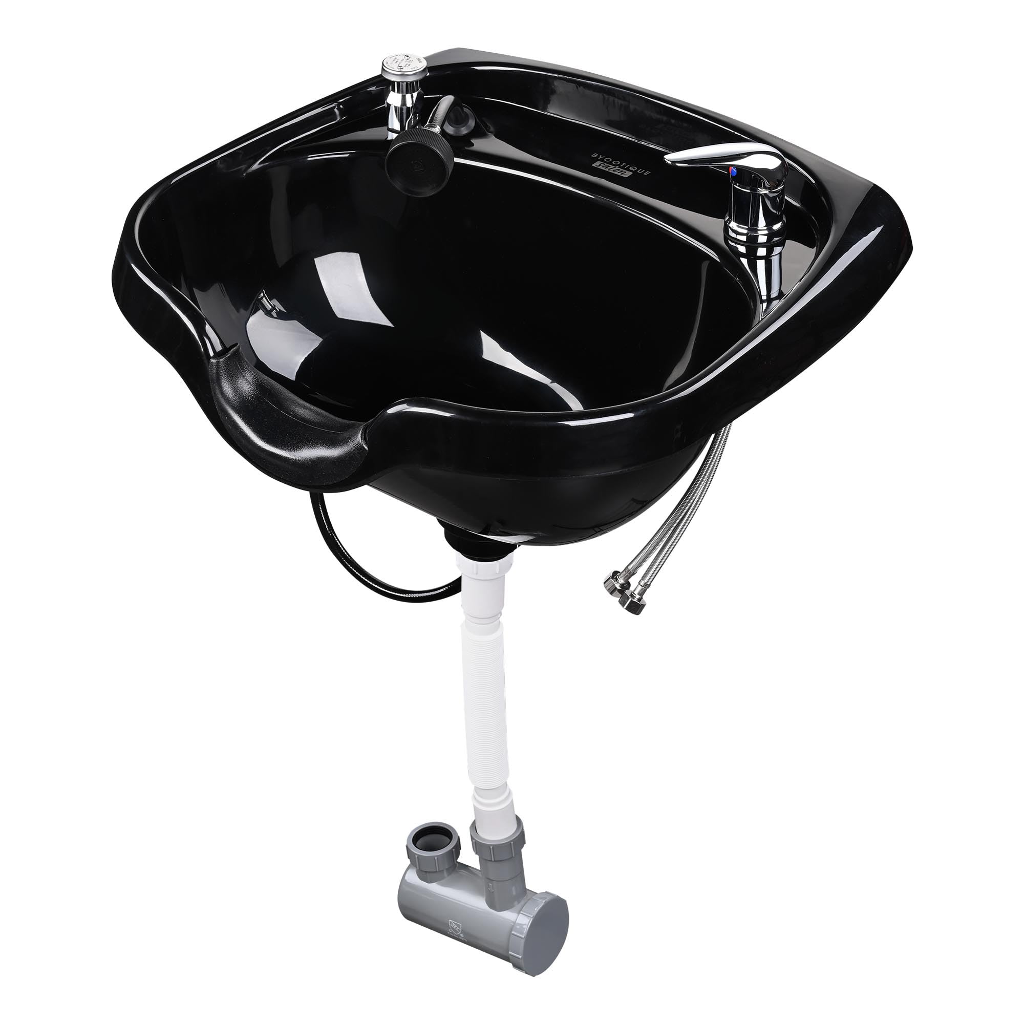 BYOOTIQUE Shampoo Bowl Hair Basin Sink CUPC Certified Vacuum Breaker Neck Rest Beauty Salon Equipment Hair Basin Salon Spa Mounting Ability for Home Barbershop