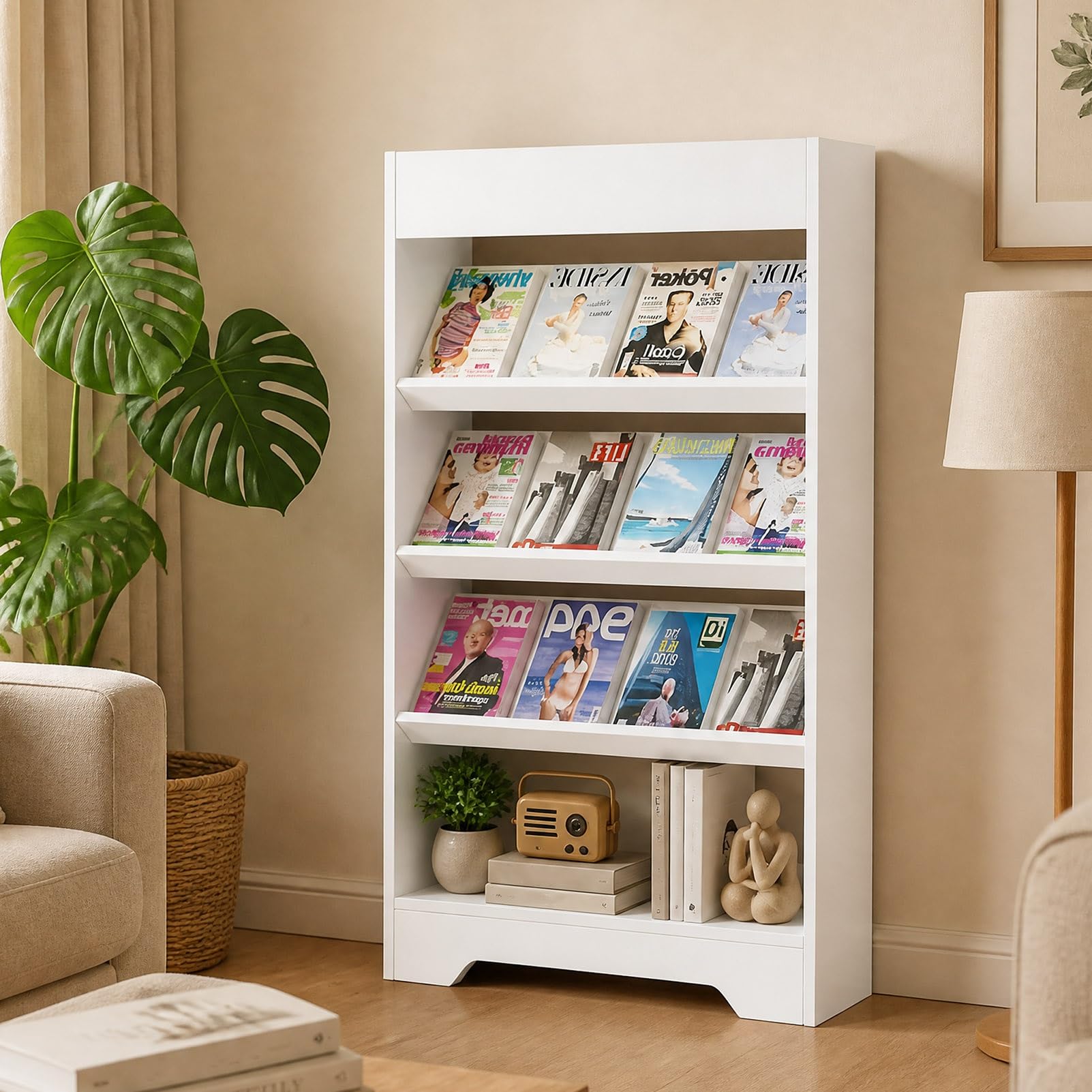 TRAGLO Magazine Rack Floor Wooden Brochure Display Stand File Organizer