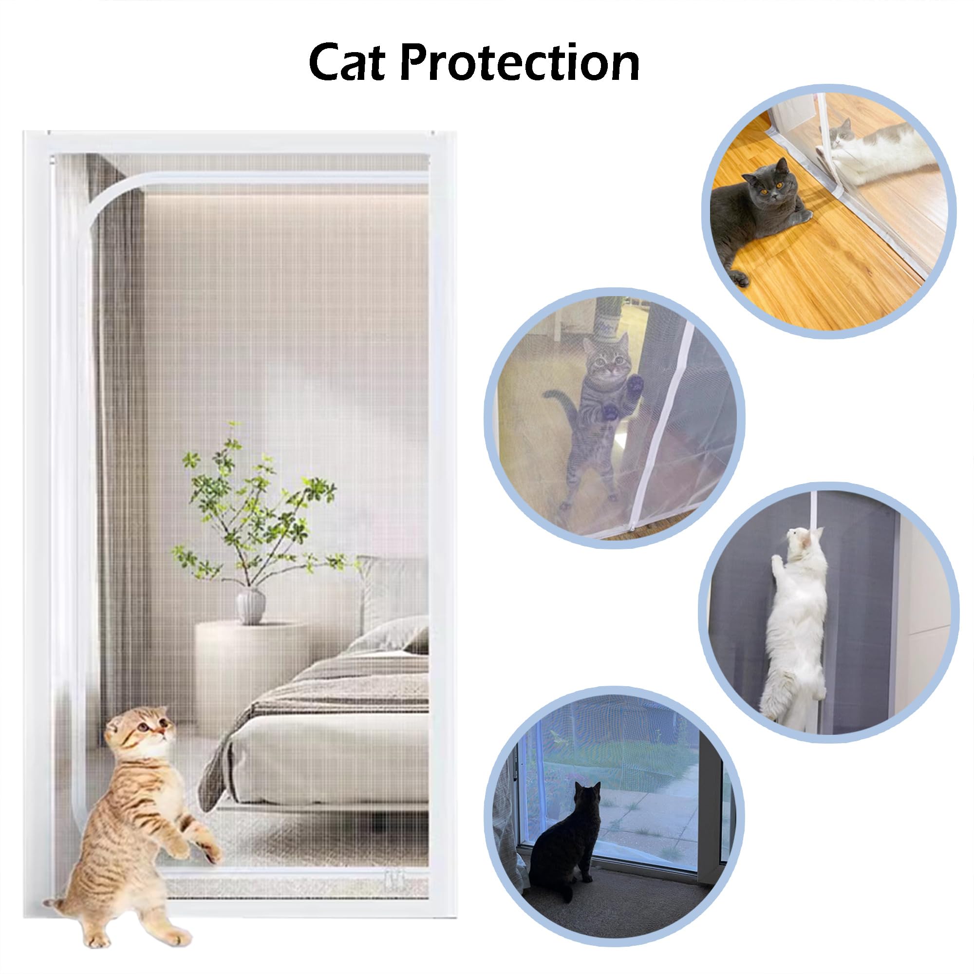 Zanzariera personalizzata per animali domestici, con cerniera, per camera da letto, anti zanzare, per evitare che cani e gatti escano da casa (larghezza x altezza: 140 x 240 cm)
