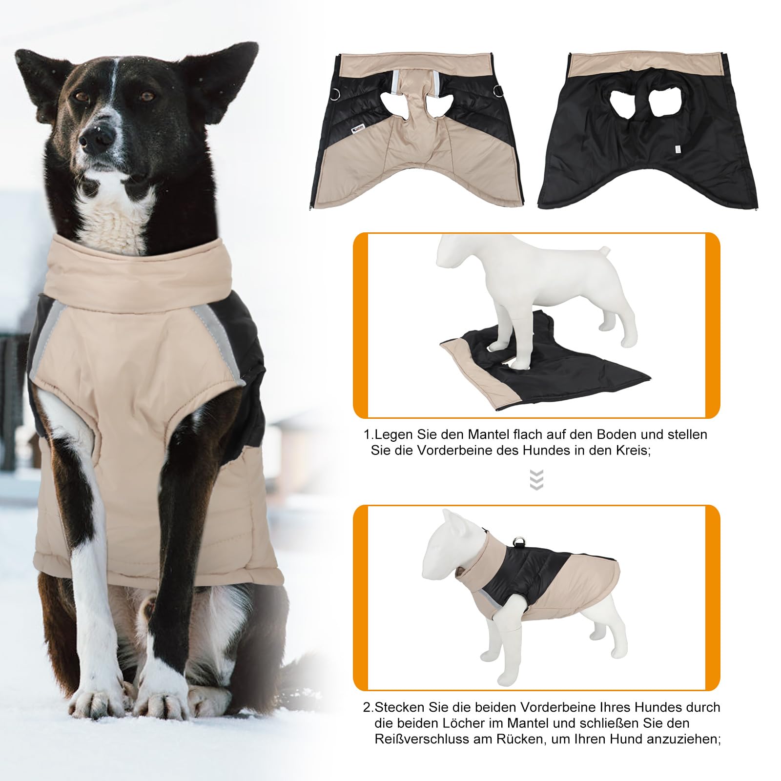 Rantow Gewatteerde warme winter hondenjas jassen winddicht gezellige huisdier hond kleding outfit vest pak voor kleine middelgrote grote honden, rood/donkerblauw/bruin/roze/oranje/paars