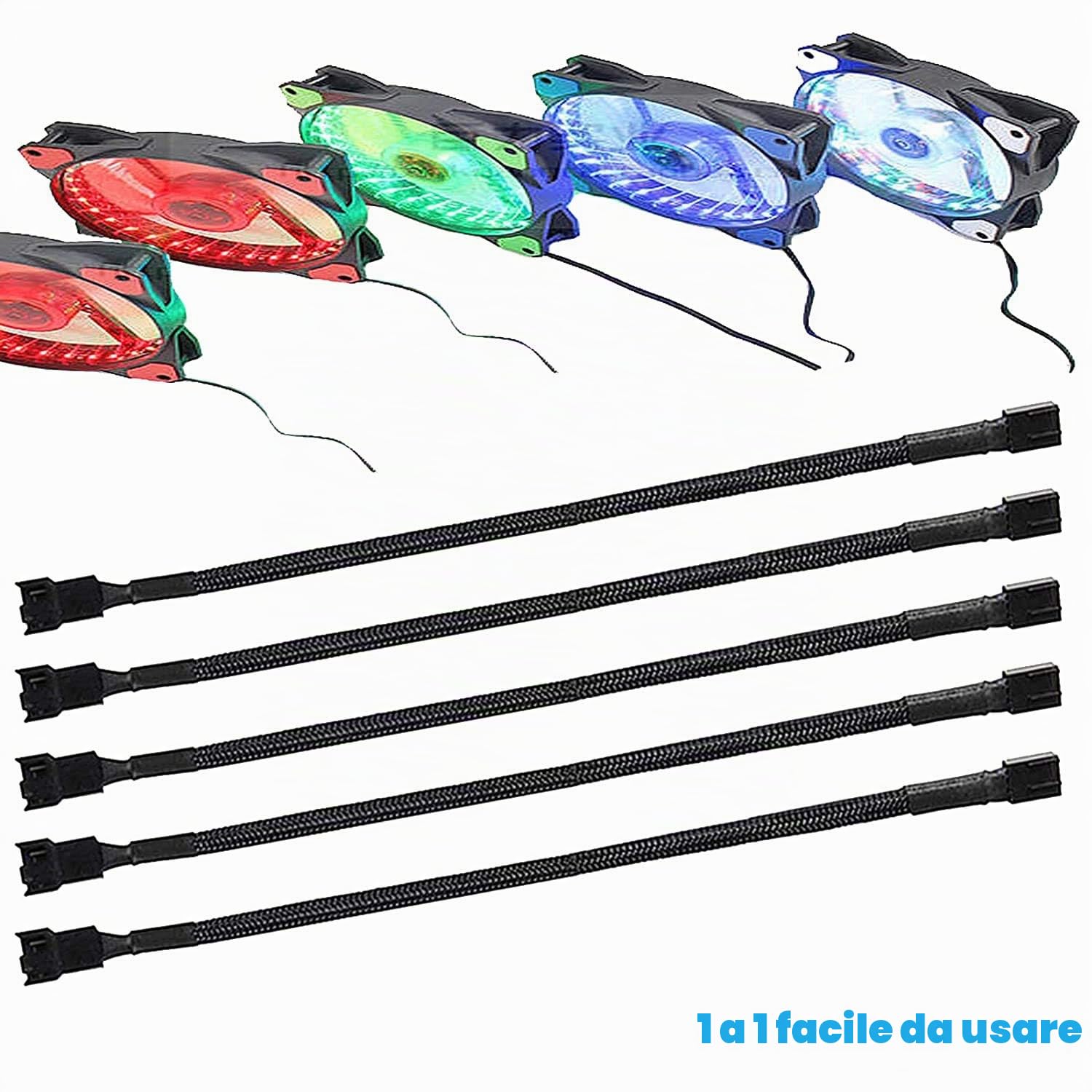 RUNCCI-YUN 12pcs 4 Pin PWM Cavo di Prolunga Ventola,Cavo Ventole PC, Maschio a Femmina Cavo CPU Computer,Compatibile con 4Pin e 3Pin per Radiatori/Telaio Grande/Scheda Madre Alimentazione